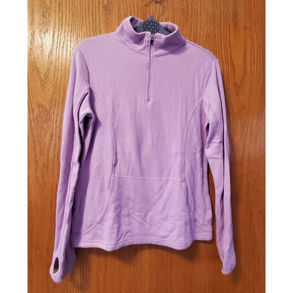 GAP Body Athletic Top Long Sleeves Quarter Zip Pullover Purple Sz M cotton poly